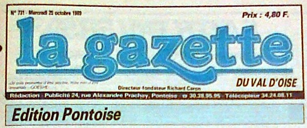 Gazette du Val D'oise 25 octobre 1989